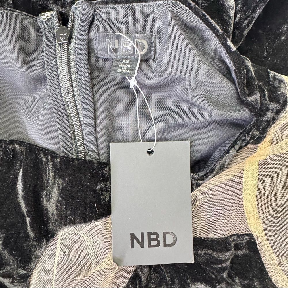 NWD NBD Fareena Velvet and Mesh Inset Maxi Dress Black Size XS - Picture 6 of 8